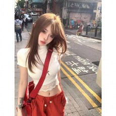 여성 Ts190128 반팔티셔츠 슬림핏 여름 티셔츠 여자 여성 반팔티