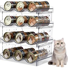 AIHSUMC 고양이 사료 캔 정리함 팬트리용 4단 투명 아크릴 보관 용기에 72개3.5온스 보관함 조리대 주방 캐비닛용
