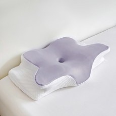 메모리폼 경추베개 낮은 거북목 숙면 기능성 목편한 사계절 기숙사용 통기성 일자목베개, 1개, S 나비 베개 - 퍼플