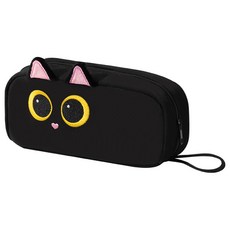 고양이필통 여학생 귀여운 대용량 7단 수납 필통, 1개, 블랙