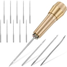 14PCS 가죽 바느질 Awl 바늘 키트 구리 손잡이 가죽 바느질 Awl 바늘 공예 바늘 키트에 대 한 13 바늘