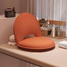 두꺼운 등받이 앉은뱅이 접이식 바닥 좌식의자, 1개, 갈색 Brown