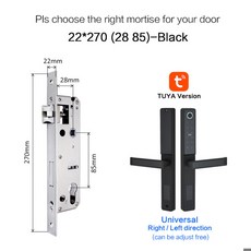 Tuya WiFi 앱 스마트 도어 잠금 알루미늄 생체 인식 잠금 지문 도어 핸들 유리 슬라이딩 또는 나무 용 디지털 키리스 잠금, 협력사, 블랙 2885, 3) black 2885