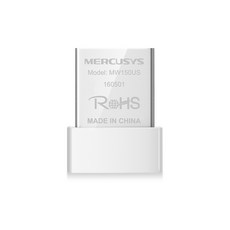 MERCUSYS N150 迷你無線USB網卡 快速傳輸 隨插即用 相容Windows系統, 白, 1個, MW150US