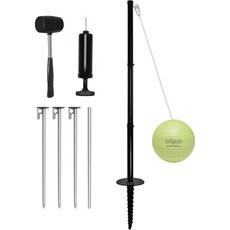 휴대용 텐더볼 세트야광 포함 끈과 기둥 내구성 강한 세트로 가족과 함께 즐기는 야외 게임 뒷마당 잔디밭 해변에서 놀이, 휴대용 텐더볼 세트야광 포함 끈과 기둥 내구성 강한 세