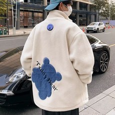 賣場新品羊羔絨毛立領開衫外套男女2025秋冬季新款百搭撞色青年棉襖大衣潮