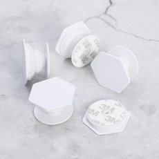 휴대폰거치대 스마트폰톡 3단조절 육각형화이트, 다섯개입 *1봉