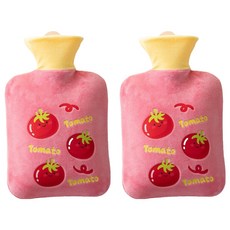 StarR 럭키 스트로베리 스퀘어 보온 물주머니 500ml, 2개