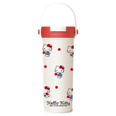 StarR 헬로키티 레드애플 시리즈 캐리 핸들 보온 텀블러 3647, 레드 + 화이트, 1개, 600ml