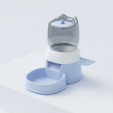 寵物按壓式餵食器貓狗腳踩餵食器大容量貓糧桶寵物碗狗碗一件代發, 1個, 藍:如圖, 1L