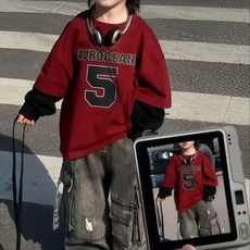 【秋冬款熱銷】男童套裝2025秋裝新款韓版兒童寶寶時髦拚色衛衣牛仔工裝兩件套潮