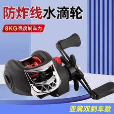 臺灣出貨 漁輪漁線輪路亞遠投防炸線水滴輪右手左手打黑微物翹嘴路亞水滴輪, 雙剎車雅黑款左手【不送線】