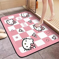 란틴 욕실 발매트 규조토 미끄럼방지매트 화장실 주방 발매트 빨아쓰는 미끄럼방지 패드 흡수 속건 체크, 1개, 핑크색