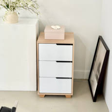 [국내생산 완제품배송]윈썸 베이 400 3단 기본형 틈새 미니 수납 책상 서랍장, 메이플화이트
