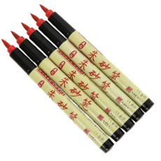 케이엠 경면주사 빨간 붓펜 불교의식용, 레드, 5개