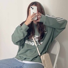 데일리 꾸안꾸 루즈핏 y2k 스포티한 배색 오버핏 박시한 언아더 후드티셔츠(4color)