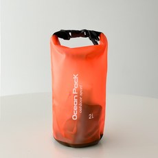블루씨티 물놀이 수영장 다용도 방수 2L 반투명 드라이백 파우치 가방, 오렌지