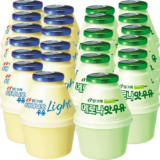 빙그레 바나나우유 혼합2종(바나나맛라이트 and 메로나맛), 12세트, 480ml