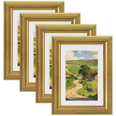 Eletecpro 12.7 x 17.8cm(5 x 7인치) 골드 액자 4개 세트 투명 아크릴 커버가 있는 빈티지 사진 프레임 갤러리 벽 아트 디스플레이 10.2x15.2cm, 5x7