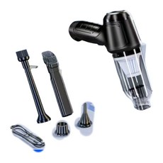 車載無線吸塵器多功能強力吹吸家用小型抽氣手持式大功率吹塵器, 一臺, 基礎款亮黑色*USB充電插口*12000pa*2節*2000