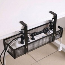 리빙루트 무타공 멀티탭거치대 선정리 선반, 1개, 블랙