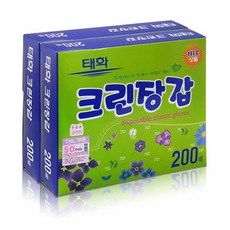 태화 크린장갑 200매 일회용 위생 비닐장갑 주방용 업소용, 2개, 200개입