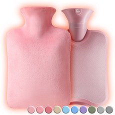 아뜰라임 오래가는 보온 물주머니 핫팩 + 찜질팩 커버 세트 1L 2L, 피치핑크 2L, 1개