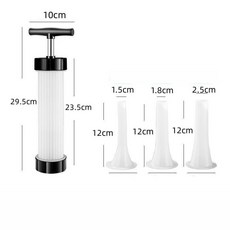 臺灣出貨 大號加厚灌香腸器 - 手持式自製灌臘腸工具 手動罐腸神器 適用於香腸、肉丸、臘腸、肉餡、德國香腸、蒜味香腸, 大號推拉拆卸手推款+3個頭, 1個