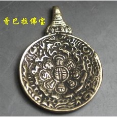 香巴拉佛寶, 藏地手工九宮八卦牌，雙面雕工，藏式文玩手串佛珠念珠配飾配件, 1件
