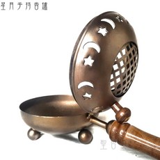 星月手持香爐 儀式釜 儀式 火典 火盆 空間淨化 聖壇用品 祭壇必備 許願 魔法 祈福 聖哲曼, 1個, 正常品