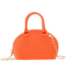 [ 863048 ] 여아용 미니 체인 크로스백 숄더백 쉘 모양 지퍼 어라운드 돔 토트 탑 핸들 백 주황색, 1개