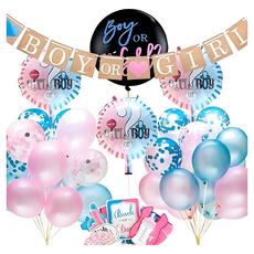 性別氣球 派對佈置 性別趴, 性別揭示氣球組A 送打氣筒 彩帶 點膠