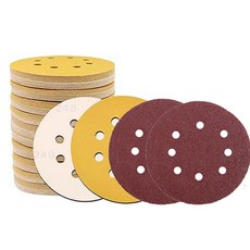 홈툴스 사포 원형사포 샌딩 페이퍼 125mm 8홀 10가지종류별 50장 세트 노랑, 1개