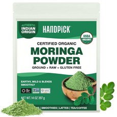 HANDPICK 암라 파우더 414ml14온스 아말라키 프리 | 100프로 순도 실 인도 구스베리 재밀봉 가능한 지퍼 잠금 파우치 237654, Moringa Powder