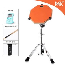 드럼패드 입문용 페달 초보자 악기 연습기 교육 타악기, 1개, 오렌지 드럼 + 스네어 스탠드 + 메트로놈 B