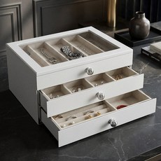마치홈 쥬얼리 악세사리 3단 보석함, 1개, 화이트