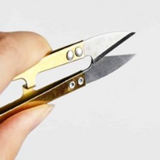 스프링 쪽가위 금색 재단가위 자수가위 원단가위 수예용가위, 1개, 기본