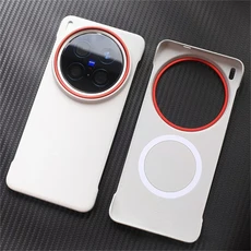 Vivo X200 Pro Mini Ultra 5G용 맥세이프 마그네틱 고급 PU 가죽 슬림 얇은 테두리 없는 폰 백 커버, 01 생체 X200 프로 미니, 02 회색