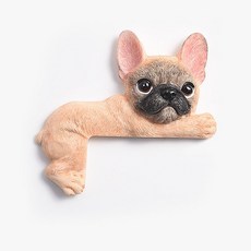 可愛狗法鬥開關裝飾墻貼保護套現代簡約樹脂動物3d立體插座貼創意kun, 棕色左臥法鬥