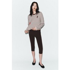 [국내발송] ZARA 여성 자수 스트라이프 티셔츠 - Brown Stripes 1165/048/178 447145