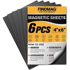 그림 및 사진용 유연한 자가 접착 자석 시트를 위해 접착식 백킹이 있는 FINDMAG 자르고 맞춤 제작 - 공예 DIY용 종이 각각 4 x 6, 4" x 6", 6p