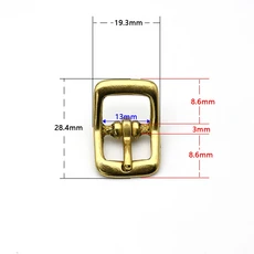 솔리드 황동 벨트 버클 중간 센터 바 단일 핀 가죽 공예 가방 스트랩 말 하네스 조정 1 개, 04 inner width 13mm