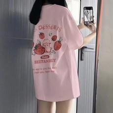 투니스 여성 귀여운 프린팅 루즈핏 반소매 티셔츠