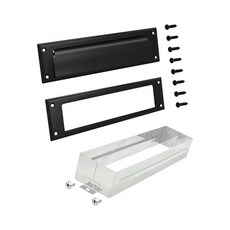 Nuk3y 솔리드 황동 메일 슬롯 슬리브 포함 (광택 황동 25.4cm x 7.6cm(10인치 3인치))\"_160372, 매트 블랙