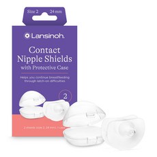 Lansinoh Contact Nipple Shields for Breastfeeding 2 Nipple Shields (24mm) and Case, 1개