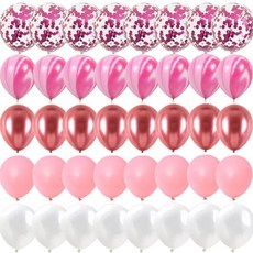 로즈 핑크 메탈 라텍스 콘페티 풍선 웨딩 장식 생일 샤워 새해 파티, 1개, 9. 40PcsH