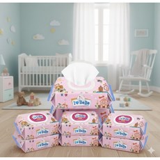 아이러브베베 핑크 물티슈 캡형, 43g, 100개입, 20개