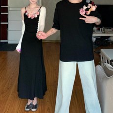 커플 시밀러룩 호캉스 여행 티셔츠 웨딩촬영 원피스 하와이안 휴양지 반팔 패밀리룩 긴팔 드레스