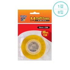 M시리즈 다용도 OPP테이프 리필 18mmx30M M멀티테이프리필 1갑 8입, 2세트
