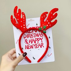 聖誕節造型眼鏡 聖誕眼鏡框 聖誕節 造型眼鏡 聖誕節裝飾鏡框 聖誕眼鏡 聖誕老人眼鏡 派對裝飾品送卡紙 聖誕老公公, 紅色鹿角髮箍, 1個